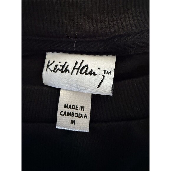 Keith Haring Heart Graphic Sweatshirt Black Crewneck Unisex M Medium 60/40 Blend - Picture 4 of 10